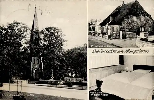 Ak Schönwalde am Bungsberg in Ostholstein, Alte Feldsteinkirche, Privatpension Hans Hagge