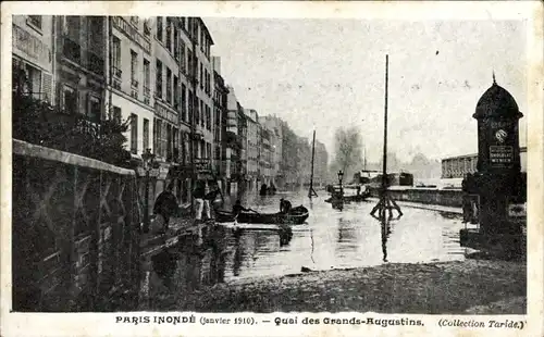 Ak Paris, Inondation 1910, Quai des Grands Augustins, Hochwasser