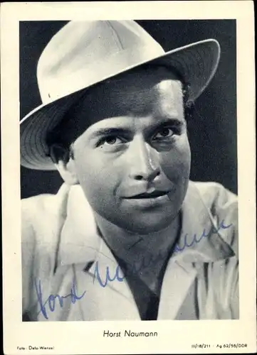 Ak Schauspieler Horst Naumann, Portrait, Autogramm, Hut