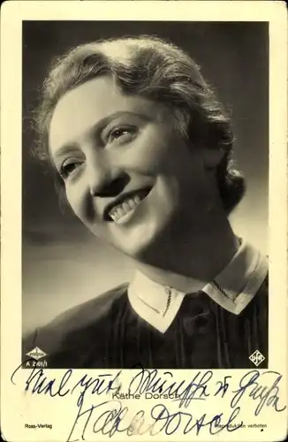 Ak Schauspielerin Käthe Dorsch, Portrait, Autogramm