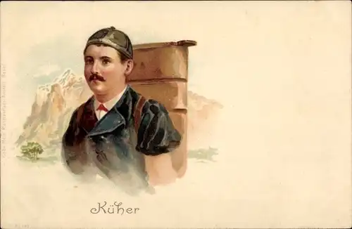 Litho Küher, Mann in schweizerischer Tracht