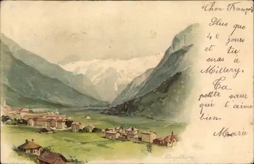 Litho Engelberg Kanton Obwalden Schweiz, Totalansicht