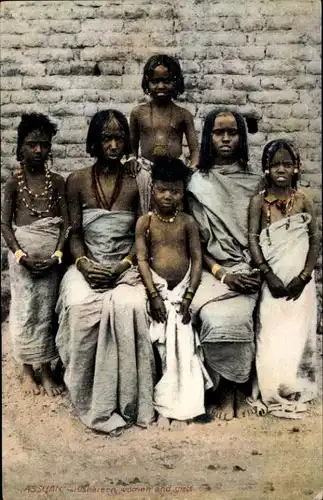 Ak Assouan Assuan Ägypten, Bishareen-Frauen und -Mädchen