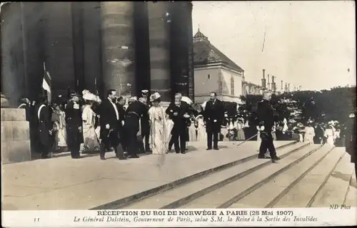 Ak Paris, Empfang König Haakon VII. von Norwegen, Staatsbesuch, 29. Mai 1907, General Dalstein