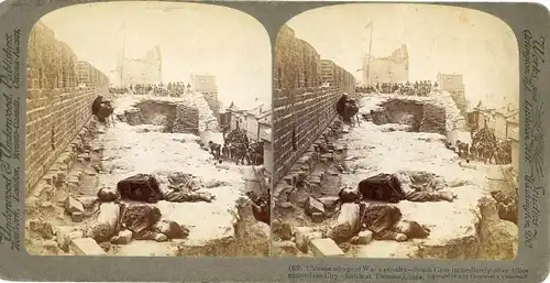 Stereo Foto Tianjin Tientsin China, Gefallene Chinesen 1900