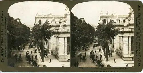 Stereo Foto Hongkong China, Queen Street, Straßenpartie