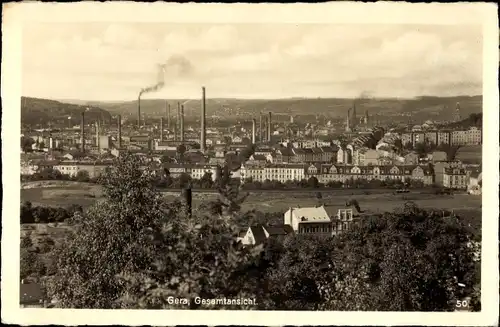 Ak Gera in Thüringen, Gesamtansicht, Fabriken