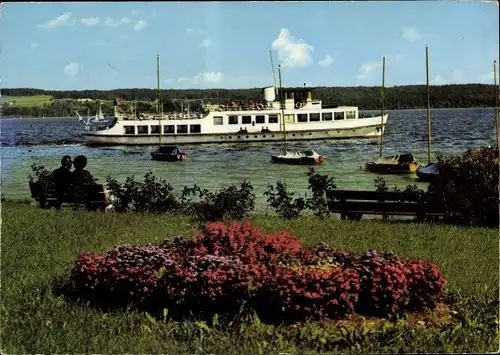 Ak Ammersee Oberbayern, Motoschiff Utting