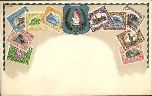 Briefmarken Wappen Ak Guatemala