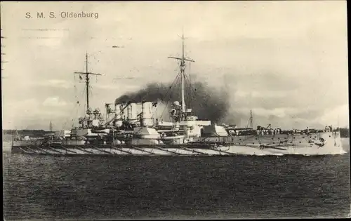 Ak Deutsches Kriegsschiff, SMS Oldenburg, Großlinienschiff, Kaiserliche Marine