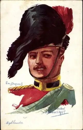 Künstler Ak Dupuis, Emil, Highlander, schottischer Soldat, 1915