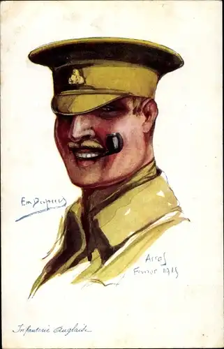 Künstler Ak Dupuis, E., Britischer Soldat der Infanterie, Portrait