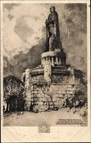 Künstler Ak Kasimir, Luigi, Hamburg, Bismarckdenkmal, Deutsches Rotes Kreuz