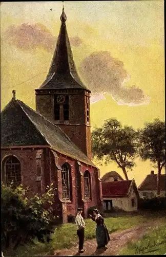 Künstler Ak Gerstenhauer, Johann Georg, niederländisches Motiv, Kirche