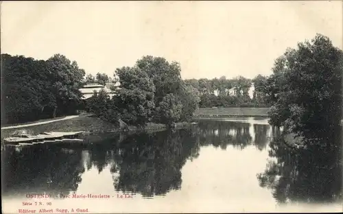 Ak Oostende Ostende Westflandern, Marie-Henriette-Park, Der See