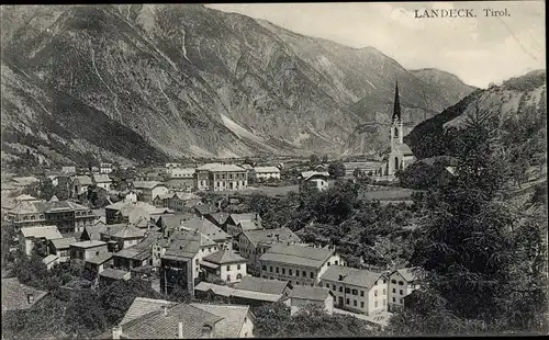Ak Landeck in Tirol, Teilansicht, Kirchturm