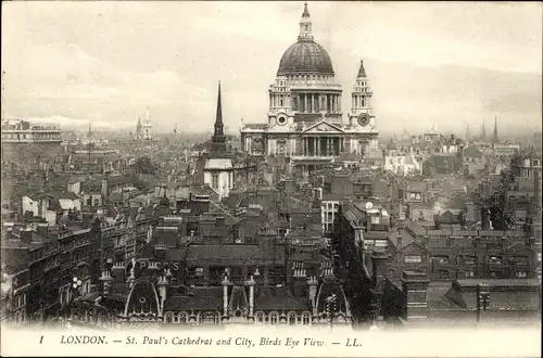 Ak London City England, St. Paul's Cathedral, Stadt, Vogelperspektive