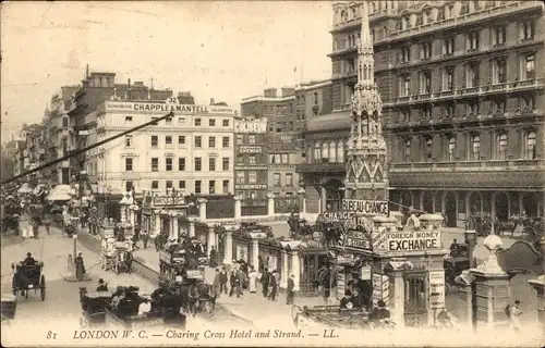 Ak London City England, Charing Cross Hotel, Strand