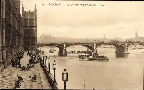 Ak City of Westminster London England, Die Houses of Parliament