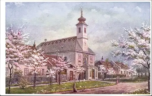 Künstler Ak Maria Ellend Niederösterreich, Frühling, Kirche
