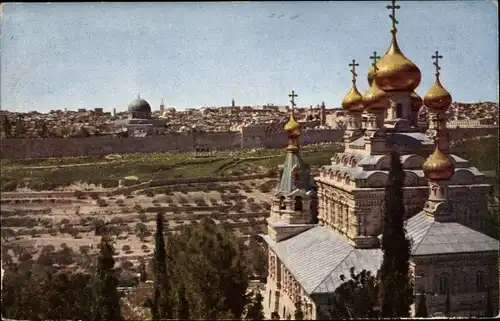 Ak Jerusalem Israel, Blick vom Ölberg