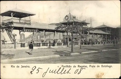 Ak Rio de Janeiro Brasilien, Pavilhao de Regatas, Praia de Botafogo