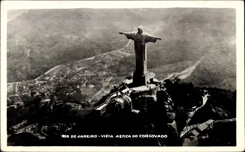 Ak Rio de Janeiro Brasilien, Vista Aerea Do Corcovado, Monumento