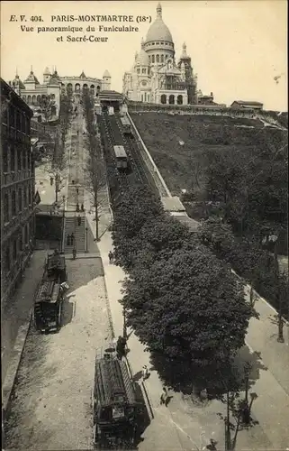 Ak Paris XVIII. Montmartre, Basilika Sacré-Coeur, Standseilbahn