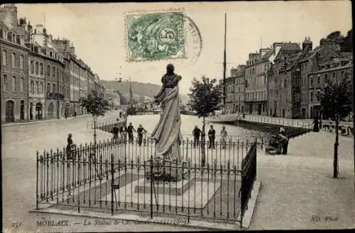 Ak Morlaix Finistère, Die Statue