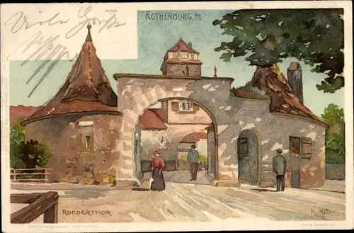 Künstler Ak Mutter, K., Rothenburg ob der Tauber, Ansicht vom Roedertor