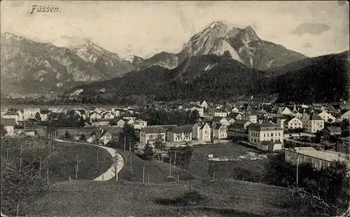 Ak Füssen im Allgäu, Totalansicht