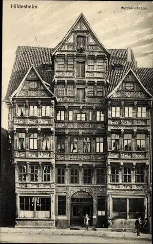 Ak Hildesheim in Niedersachsen, Wedekindhaus, 1598, Schnitzwerk, Sinnreiche Inschriften