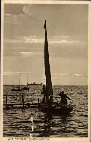 Ak Steinhude Wunstorf Niedersachsen, Steinhuder Meer, Segelboot