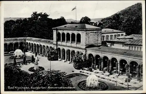 Ak Bad Kissingen Unterfranken Bayern, Kurgarten, Konversationshaus, Springbrunnen