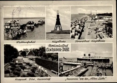 Ak Nordseebad Döse Cuxhaven, Wattenfahrt, Kugelbake, Strandbad, Kurpark, Hasendorf, Alte Liebe