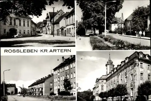 Ak Roßleben im Kyffhäuserkreis, Richard Hüttig Platz, Ziegelrodaer Straße, Heinrich Heine Straße