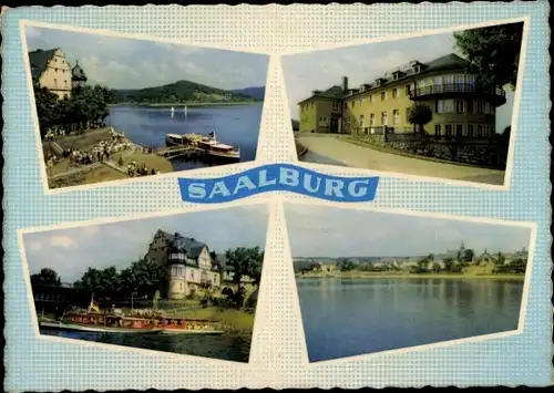 Ak Saalburg in Thüringen, Teilansichten, Anleger, Schiffe