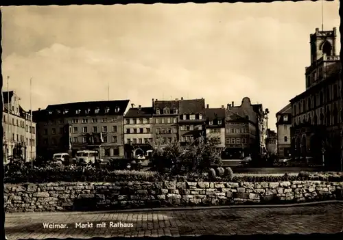 Ak Weimar in Thüringen, Marktplatz mit Rathaus