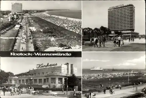 Ak Ostseebad Warnemünde Rostock, Promenade, Hotel Neptun, Kurhaus