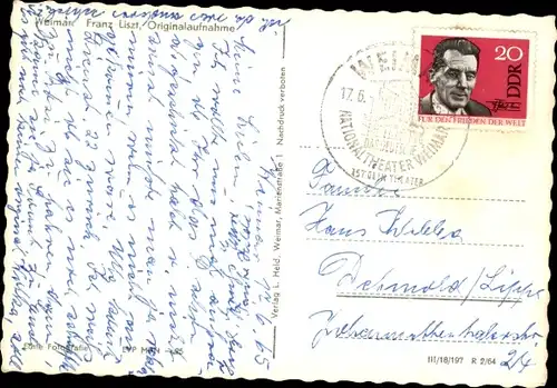 Ak Weimar in Thüringen, Franz Liszt in seinem Zimmer