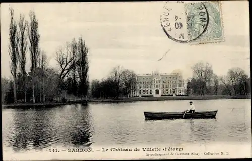 Ak Sarron Oise, Le Chateau de Villette, l'etang