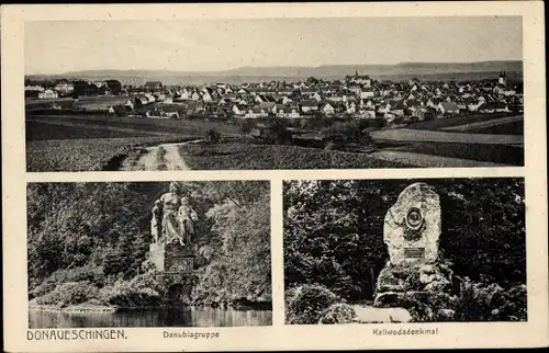 Ak Donaueschingen im Schwarzwald, Gesamtansicht, Danubiagruppe, Kaliwodadenkmal