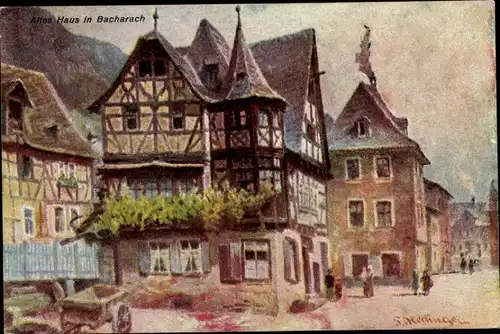 Künstler Ak Bacharach am Rhein, altes Haus