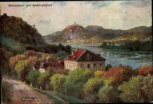 Künstler Ak Rolandseck Remagen am Rhein, Panorama, Siebengebirge