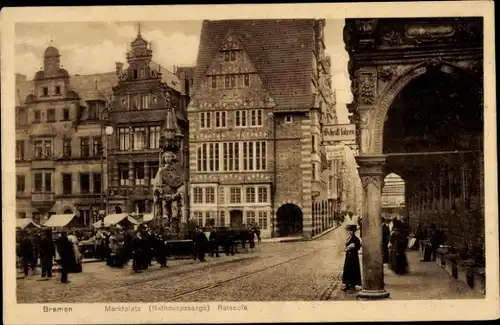 Ak Hansestadt Bremen, Markplatz, Rathauspassage, Ratscafé