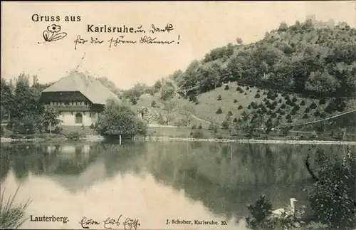 Ak Karlsruhe in Baden, Lauterberg, Schwan