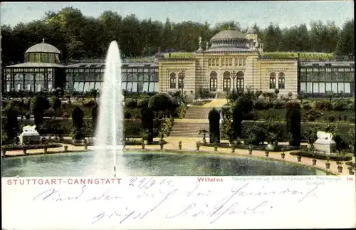 Ak Cannstatt Stuttgart in Württemberg, Wilhelma, Wasserfontäne