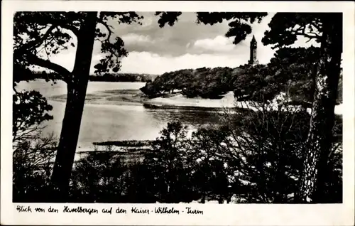 Ak Berlin Wilmersdorf Grunewald, Kaiser-Wilhelm-Turm, Blick von den Havelbergen