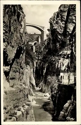 Ak Constantine Algerien, Gorges du Rhummel, Pont d'El-Kantara