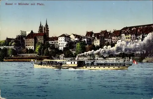 Ak Bâle Basel Stadt Schweiz, Münster mit Pfalz
